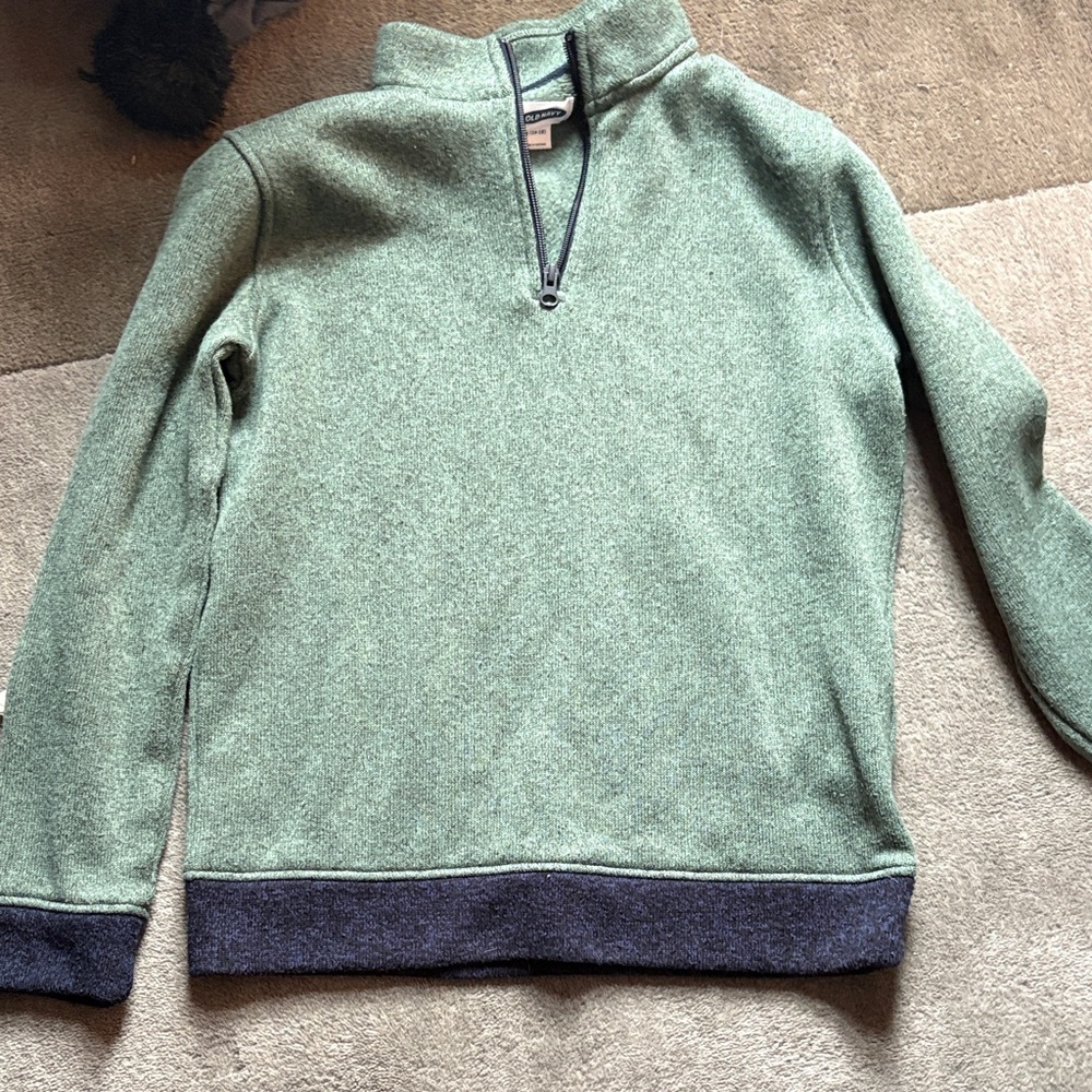 Old Navy Boys Olive and navy Zip-Up Sweater 14